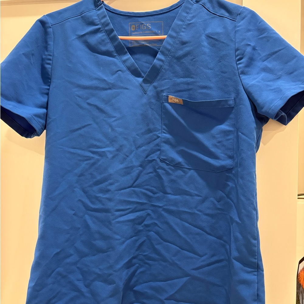 Figs Classic Blue V-Neck Scrub Top